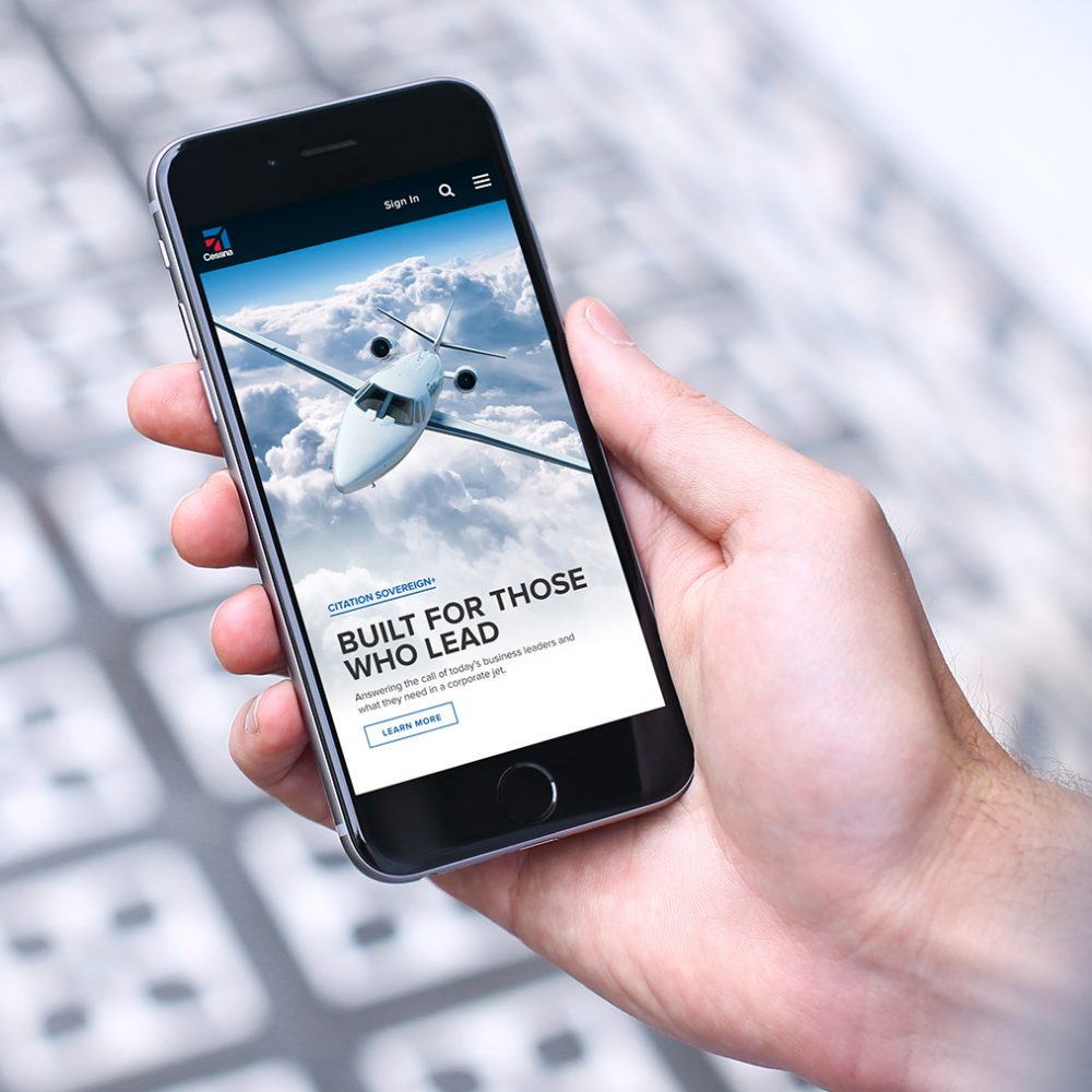 Aviation website being used on a phone